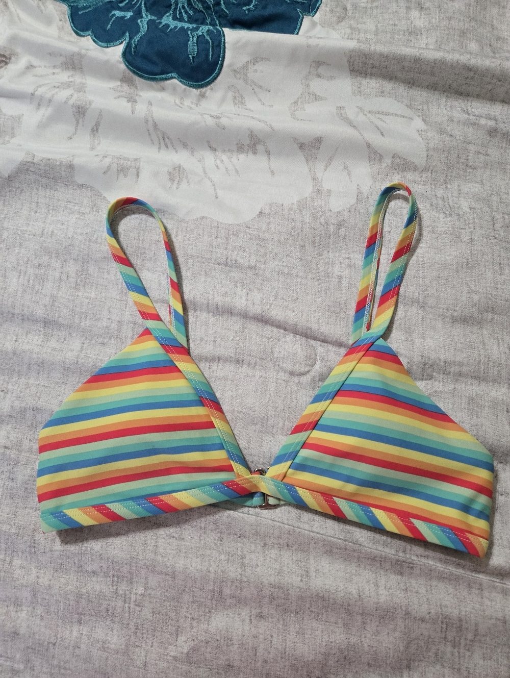 Striped Rainbow Triangle Bikini Top